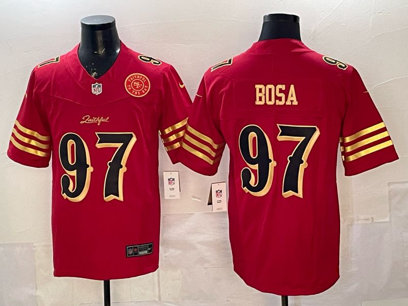 Men 2026 San Francisco 49ers #97 Bosa Red Gold 5th generations Nike Limited NFL Jersey style 008